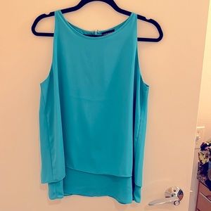 Cynthia Rowley Blue blouse with double paneling and draped back